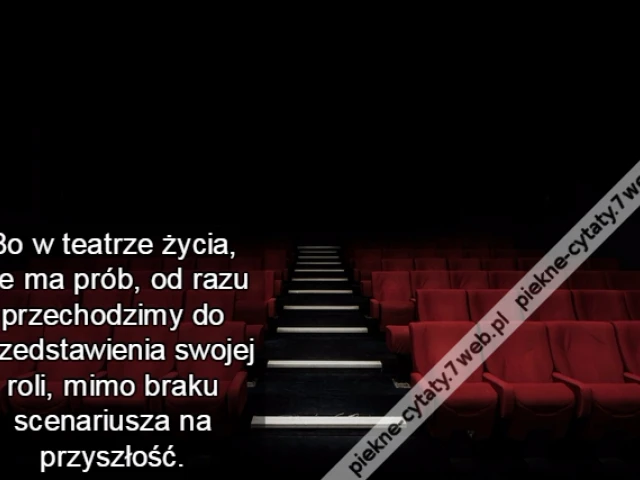 Bo w teatrze życia, nie ma prób, od razu przechodzimy do przedstawienia swojej roli, mimo braku scenariusza na przyszłość.