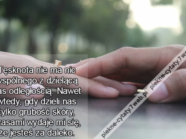 Tęsknota nie ma nic wspólnego z dzielącą nas odległością. Nawet wtedy, gdy dzieli nas tylko grubość skóry, czasami wydaje mi się, że jesteś za daleko.