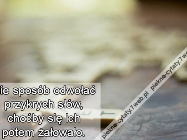 Nie sposób odwołać przykrych słów, choćby się ich potem żałowało.