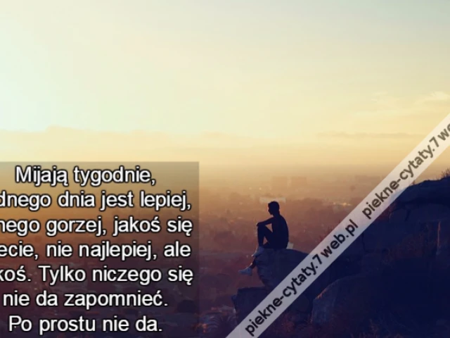 Mijają tygodnie, jednego dnia jest lepiej, innego gorzej, jakoś się plecie, nie najlepiej, ale jakoś. Tylko niczego się nie da zapomnieć. Po prostu nie da.