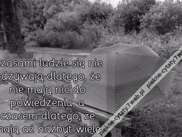 Czasami ludzie się nie odzywają dlatego, że nie mają nic do powiedzenia, a czasem dlatego, że mają aż nazbyt wiele