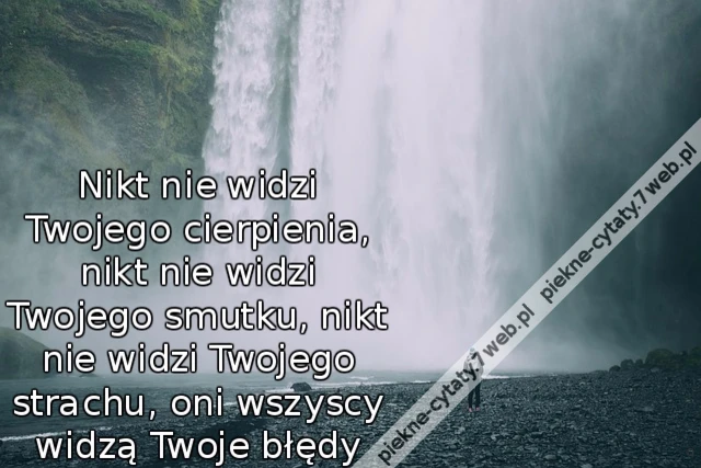 Nikt nie widzi Twojego cierpienia, nikt nie widzi Twojego smutku, nikt nie widzi Twojego strachu, oni wszyscy widzą Twoje błędy.