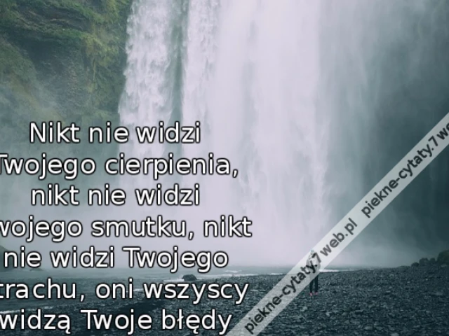 Nikt nie widzi Twojego cierpienia, nikt nie widzi Twojego smutku, nikt nie widzi Twojego strachu, oni wszyscy widzą Twoje błędy.