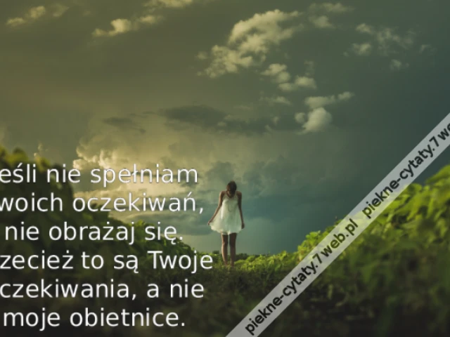 Jeśli nie spełniam Twoich oczekiwań, nie obrażaj się. Przecież to są Twoje oczekiwania, a nie moje obietnice.