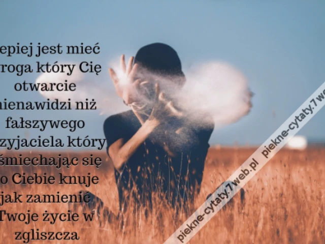 Lepiej jest mieć wroga który Cię otwarcie nienawidzi niż fałszywego przyjaciela który uśmiechając się do Ciebie knuje jak zamienić Twoje życie w zgliszcza