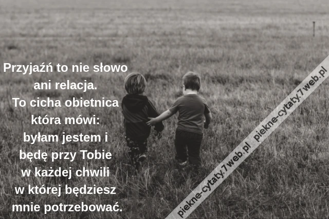Przyjaźń to nie słowo ani relacja. To cicha obietnica która mówi: byłam jestem i będę przy Tobie w każdej chwili w której będziesz mnie potrzebować.