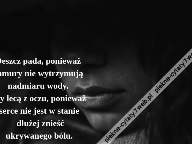 Deszcz pada, ponieważ chmury nie wytrzymują nadmiaru wody. Łzy lecą z oczu, ponieważ serce nie jest w stanie dłużej znieśćukrywanego bólu.