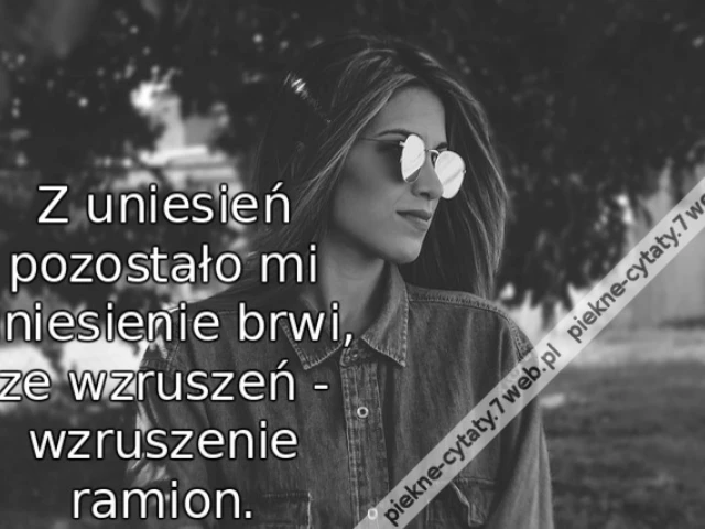 Z uniesień pozostało mi uniesienie brwi, ze wzruszeń - wzruszenie ramion.