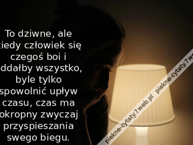 To dziwne, ale kiedy człowiek się czegoś boi i oddałby wszystko, byle tylko spowolnić upływ czasu, czas ma okropny zwyczaj przyspieszania swego biegu.