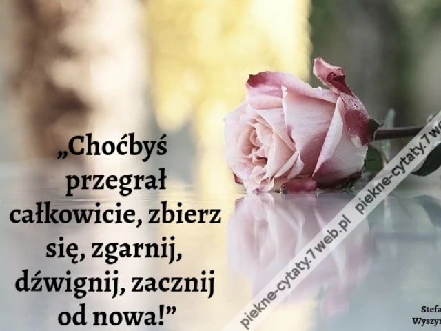Choćbyś przegrał całkowicie, zbierz się, zgarnij, dźwignij, zacznij od nowa!