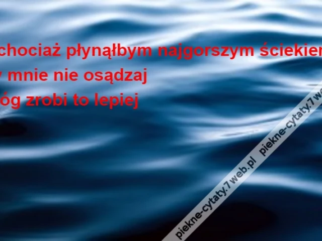 I chociaż płynąłbym najgorszym ściekiem\r\nty mnie nie osądzaj\r\nBóg zrobi to lepiej