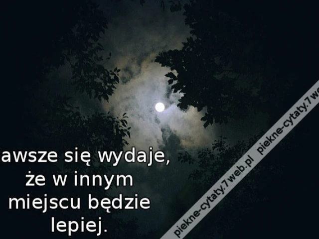 Zawsze się wydaje, że w innym miejscu będzie lepiej.