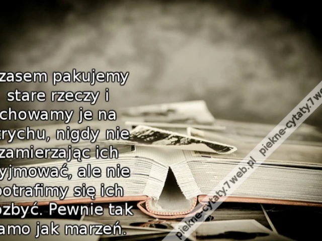 Czasem pakujemy stare rzeczy i chowamy je na strychu, nigdy nie zamierzając ich wyjmować, ale nie potrafimy się ich pozbyć. Pewnie tak samo jak marzeń.