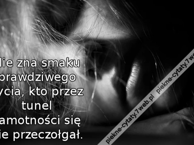 Nie zna smaku prawdziwego życia, kto przez tunel samotności się nie przeczołgał.