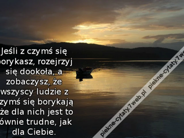 Jeśli z czymś się borykasz, rozejrzyj się dookoła, a zobaczysz, że wszyscy ludzie z czymś się borykają i że dla nich jest to równie trudne, jak dla ciebie.