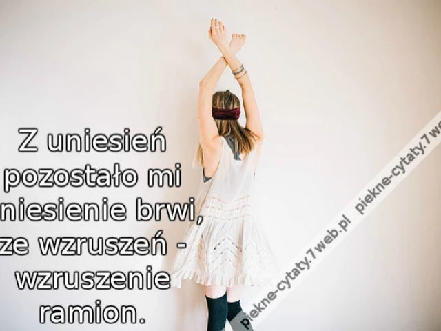 Z uniesień pozostało mi uniesienie brwi, ze wzruszeń - wzruszenie ramion.
