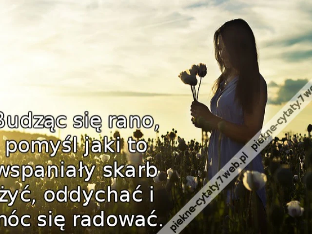 Budząc się rano, pomyśl jaki to wspaniały skarb żyć, oddychać i móc się radować.