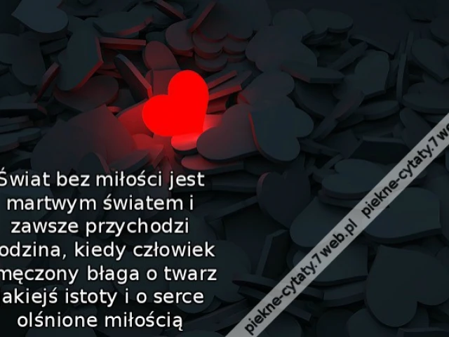 Świat bez miłości jest martwym światem i zawsze przychodzi godzina, kiedy człowiek zmęczony błaga o twarz jakiejś istoty i o serce olśnione miłością