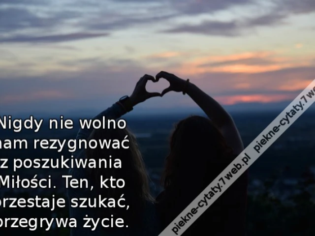 Nigdy nie wolno nam rezygnować z poszukiwania Miłości. Ten, kto przestaje szukać, przegrywa życie.