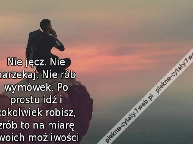 Nie jęcz. Nie narzekaj. Nie rób wymówek. Po prostu idź i cokolwiek robisz, zrób to na miarę swoich możliwości