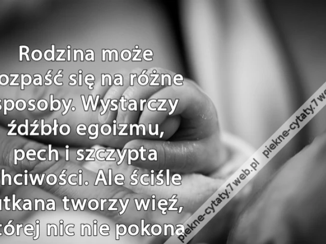 Rodzina może rozpaść się na różne sposoby. Wystarczy źdźbło egoizmu, pech i szczypta chciwości. Ale ściśle utkana tworzy więź, której nic nie pokona