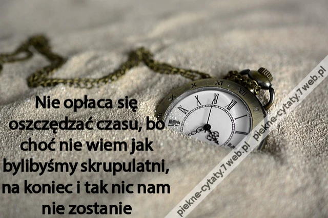 Nie opłaca się oszczędzać czasu, bo choć nie wiem jak bylibyśmy skrupulatni, na koniec i tak nic nam nie zostanie