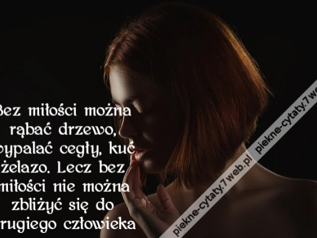 Bez miłości można rąbać drzewo, wypalać cegły, kuć żelazo. Lecz bez miłości nie można zbliżyć się do drugiego człowieka