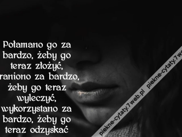 Połamano go za bardzo, żeby go teraz złożyć, zraniono za bardzo, żeby go teraz wyleczyć, wykorzystano za bardzo, żeby go teraz odzyskać