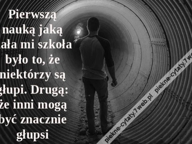 Pierwszą nauką jaką dała mi szkoła było to, że niektórzy są głupi. Drugą: że inni mogą być znacznie głupsi