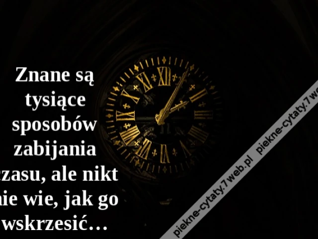 Znane są tysiące sposobów zabijania czasu, ale nikt nie wie, jak go wskrzesić…
