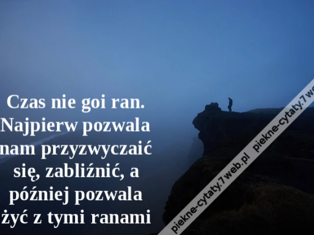 Czas nie goi ran. Najpierw pozwala nam przyzwyczaić się, zabliźnić, a później pozwala żyć z tymi ranami