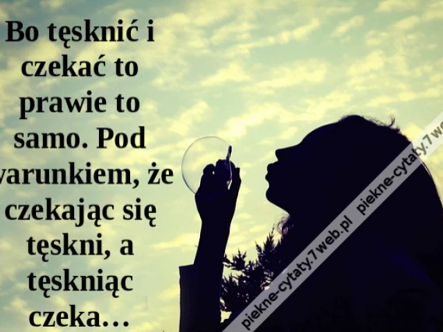 Bo tęsknić i czekać to prawie to samo. Pod warunkiem, że czekając się tęskni, a tęskniąc czeka…