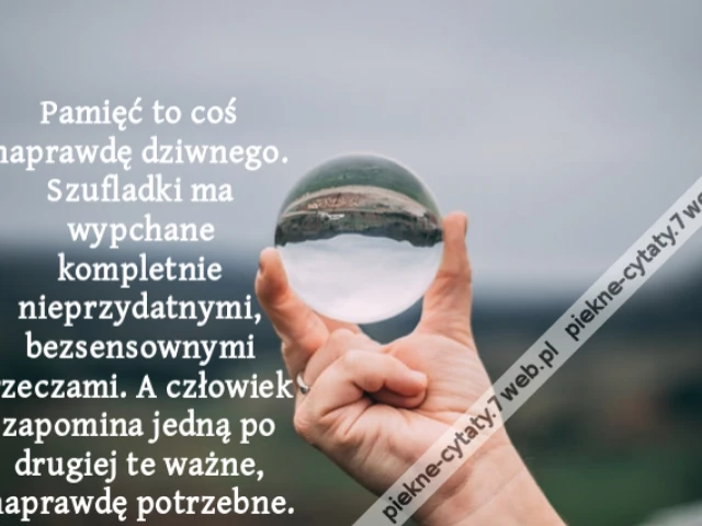 Pamięć to coś naprawdę dziwnego. Szufladki ma wypchane kompletnie nieprzydatnymi, bezsensownymi rzeczami. A człowiek zapomina jedną po drugiej te ważne, naprawdę potrzebne.