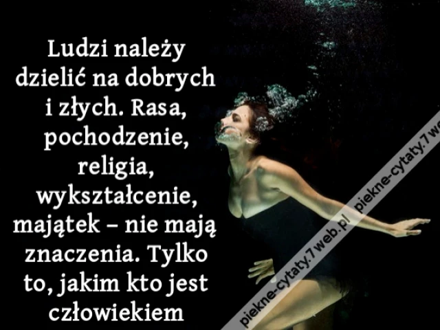 Ludzi należy dzielić na dobrych i złych. Rasa, pochodzenie, religia, wykształcenie, majątek – nie mają znaczenia. Tylko to, jakim kto jest człowiekiem