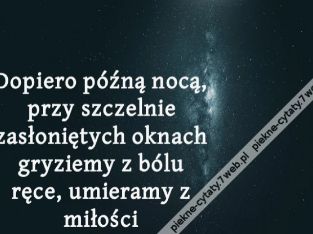 Dopiero późną nocą, przy szczelnie zasłoniętych oknach gryziemy z bólu ręce, umieramy z miłości