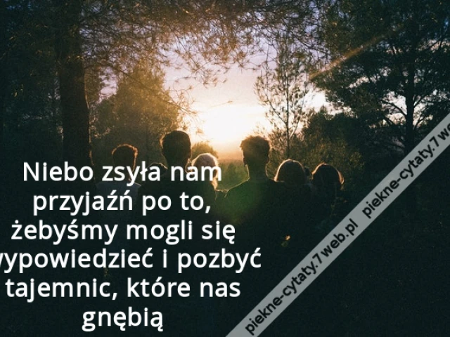 Niebo zsyła nam przyjaźń po to, żebyśmy mogli się wypowiedzieć i pozbyć tajemnic, które nas gnębią