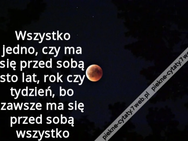 Wszystko jedno, czy ma się przed sobą sto lat, rok czy tydzień, bo zawsze ma się przed sobą wszystko