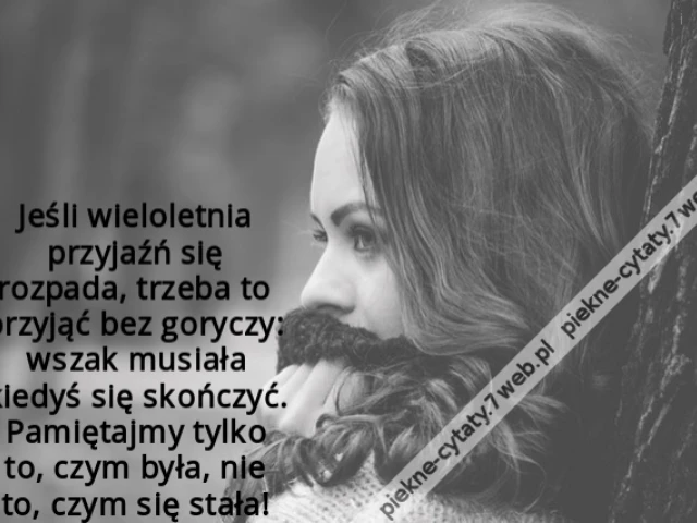 Jeśli wieloletnia przyjaźń się rozpada, trzeba to przyjąć bez goryczy: wszak musiała kiedyś się skończyć. Pamiętajmy tylko to, czym była, nie to, czym się stała!