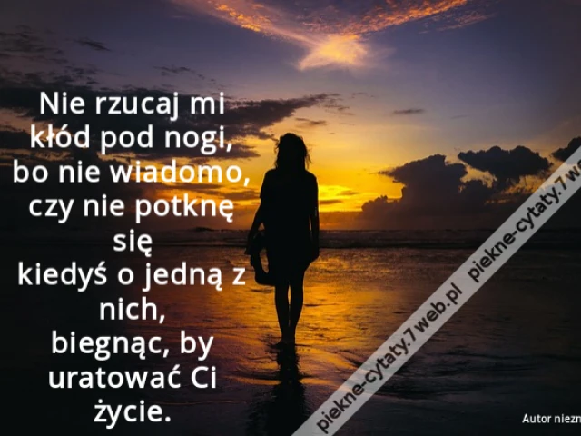 Nie rzucaj mi kłód pod nogi, bo nie wiadomo, czy nie potknę się kiedyś o jedną z nich, biegnąc, by uratować Ci życie.