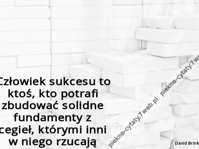 Człowiek sukcesu to ktoś, kto potrafi zbudować solidne fundamenty z cegieł, którymi inni w niego rzucają.i