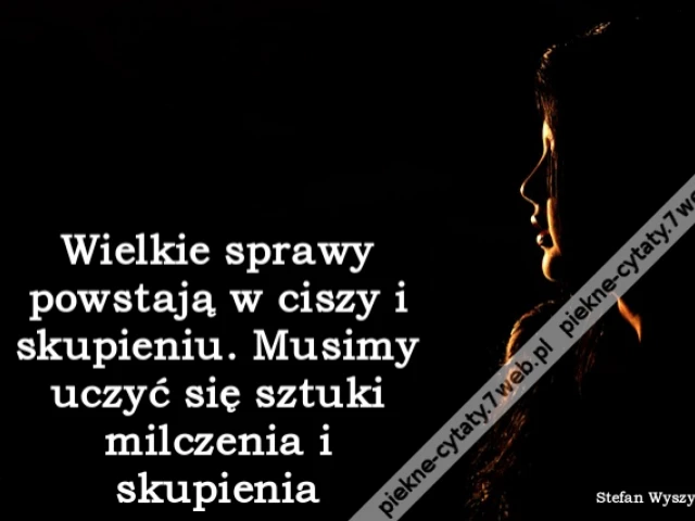 Wielkie sprawy powstają w ciszy i skupieniu. Musimy uczyć się sztuki milczenia i skupienia