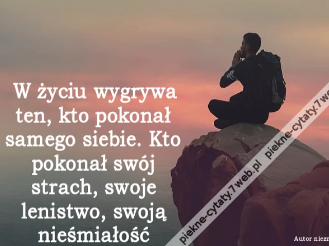 W życiu wygrywa ten, kto pokonał samego siebie. Kto pokonał swój strach, swoje lenistwo, swoją nieśmiałość