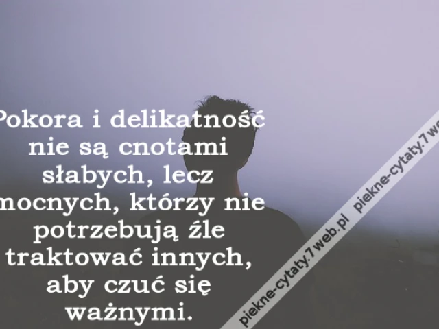 Pokora i delikatność nie są cnotami słabych, lecz mocnych, którzy nie potrzebują źle traktować innych, aby czuć się ważnymi.