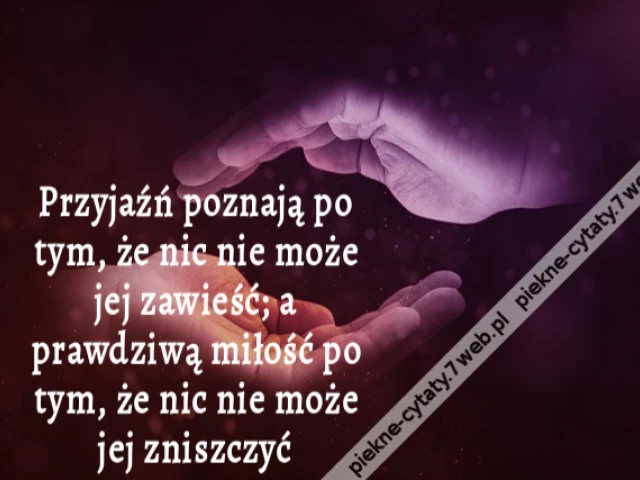 Przyjaźń poznają po tym, że nic nie może jej zawieść; a prawdziwą miłość po tym, że nic nie może jej zniszczyć
