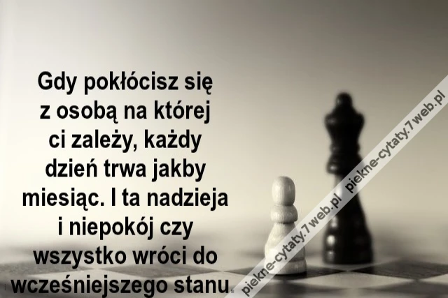 Gdy pokłócisz się z osobą na której ci zależy każdy dzień trwa jakby miesiąc. I ta nadzieja i niepokój czy wszystko wróci do wcześniejszego stanu.