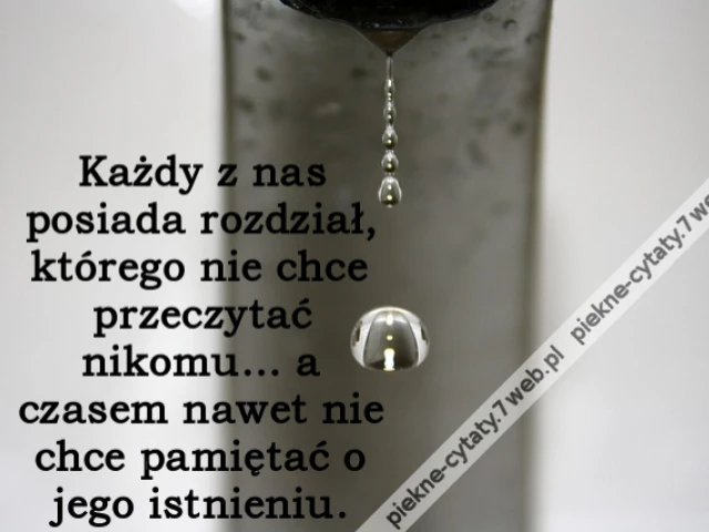 Każdy z nas posiada rozdział, którego nie chce przeczytać nikomu... a czasem nawet nie chce pamiętać o jego istnieniu.