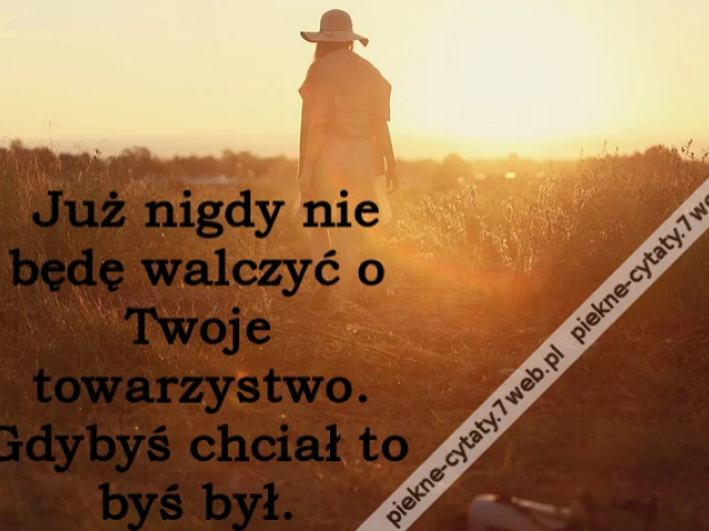 Już nigdy nie będę walczyć o Twoje towarzystwo. Gdybyś chciał to byś był.