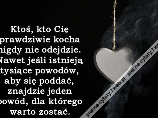Ktoś, kto Cię prawdziwie kocha nigdy nie odejdzie. Nawet jeśli istnieją tysiące powodów, aby się poddać, znajdzie jeden powód, dla którego warto zostać.