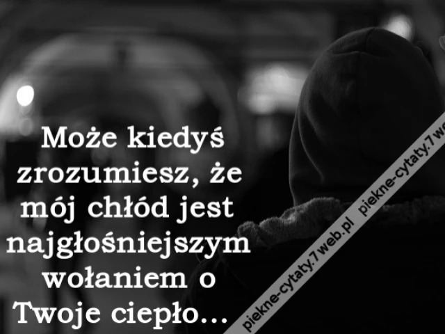 Może kiedyś zrozumiesz, że mój chłód jest najgłośniejszym wołaniem o Twoje ciepło...