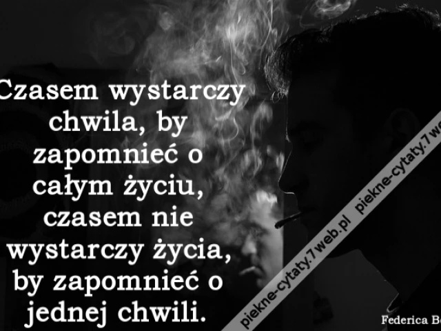 Czasem wystarczy chwila, by zapomnieć o całym życiu, czasem nie wystarczy życia, by zapomnieć o jednej chwili.